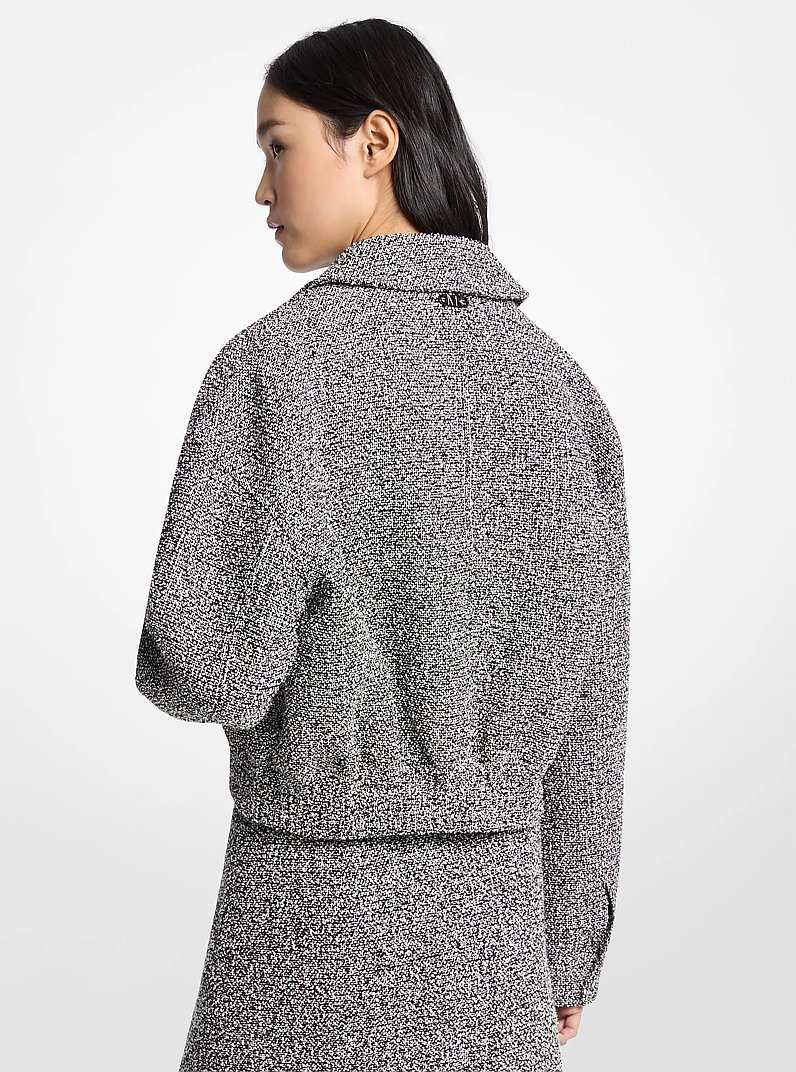 Cotton Blend Tweed Jacket in BLACK/BONE | Michael Kors