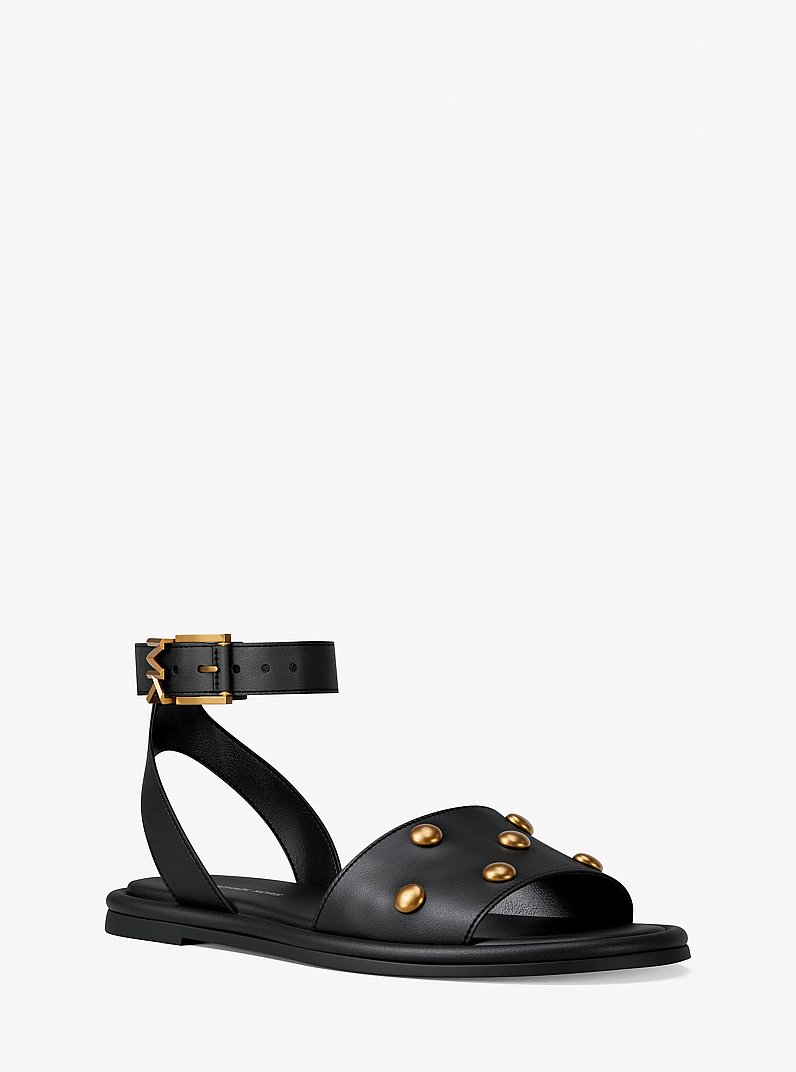 Rosetta Studded Leather Sandal in BLACK | Michael Kors