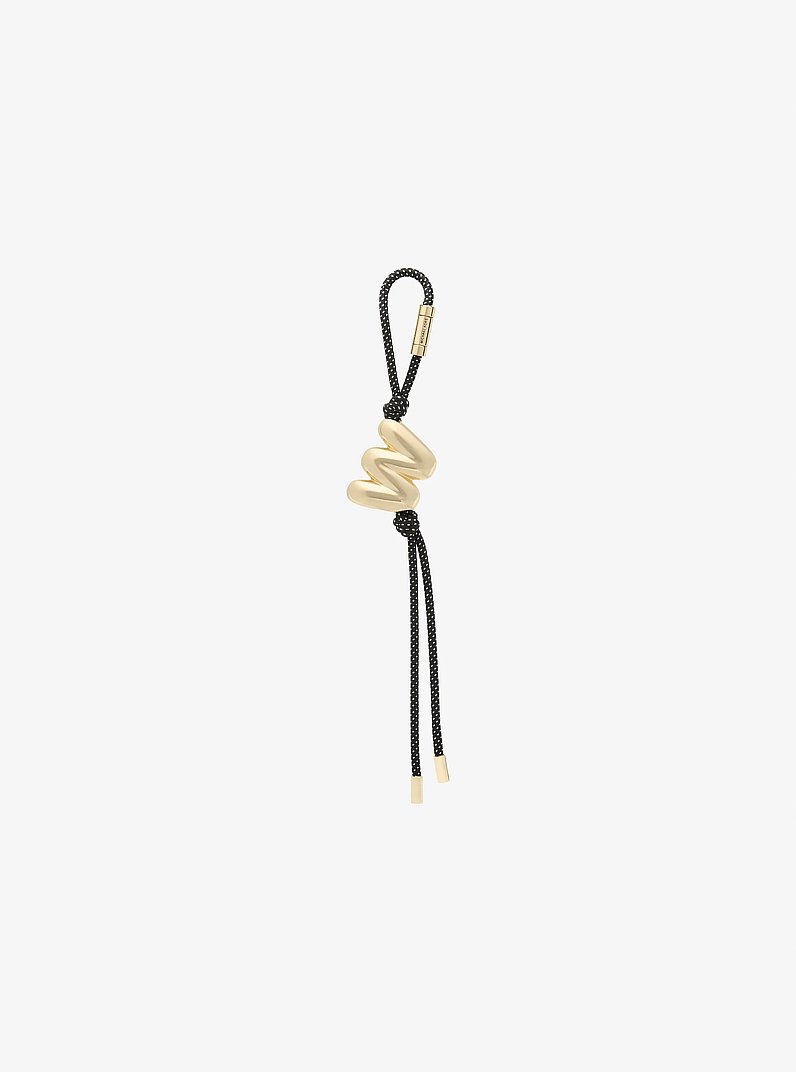 Initial Gold-Tone and Speckled Cord Bag Charm in 18K GOLD | Michael Kors