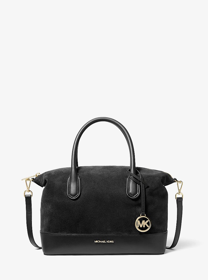 Borsa a mano Hyde media in pelle scamosciata in NERO | Michael Kors