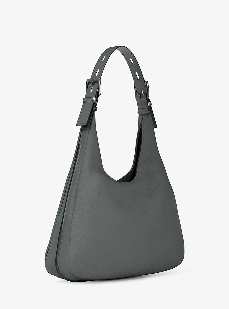 Nolita Large Nubuck Hobo Shoulder Bag in STORM | Michael Kors
