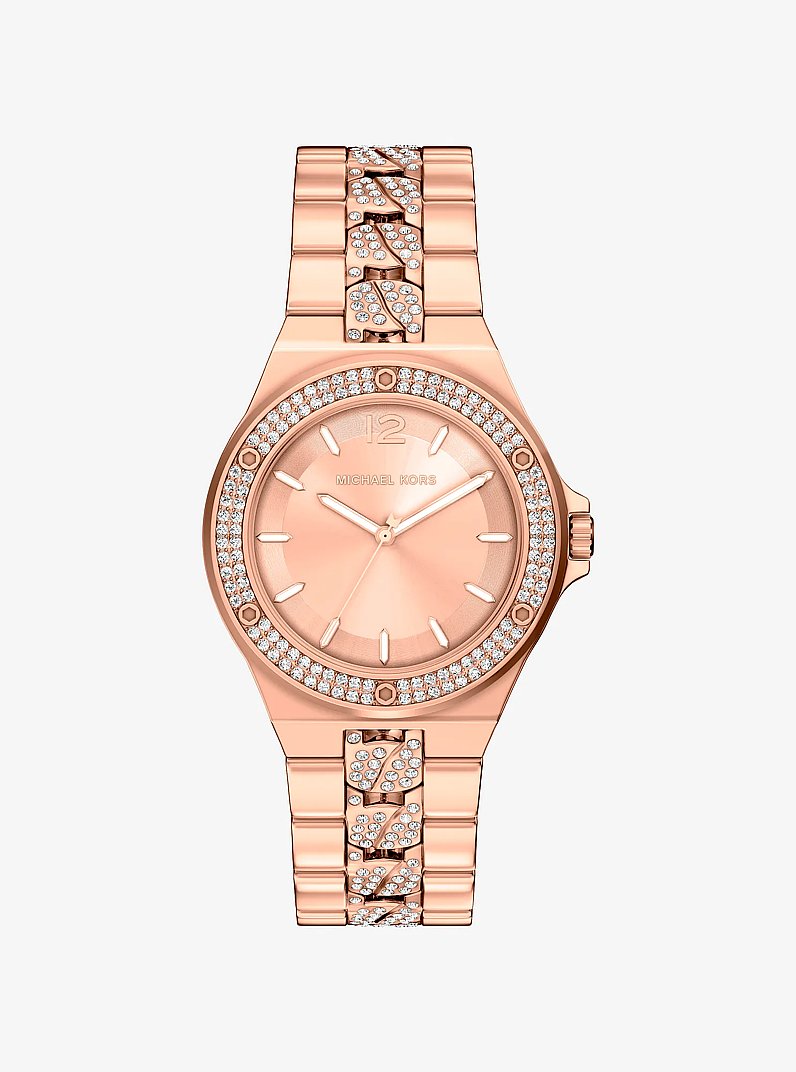 Reloj Lennox en tono oro rosa con incrustaciones de pav&eacute; in DORADO ROSA | Michael Kors