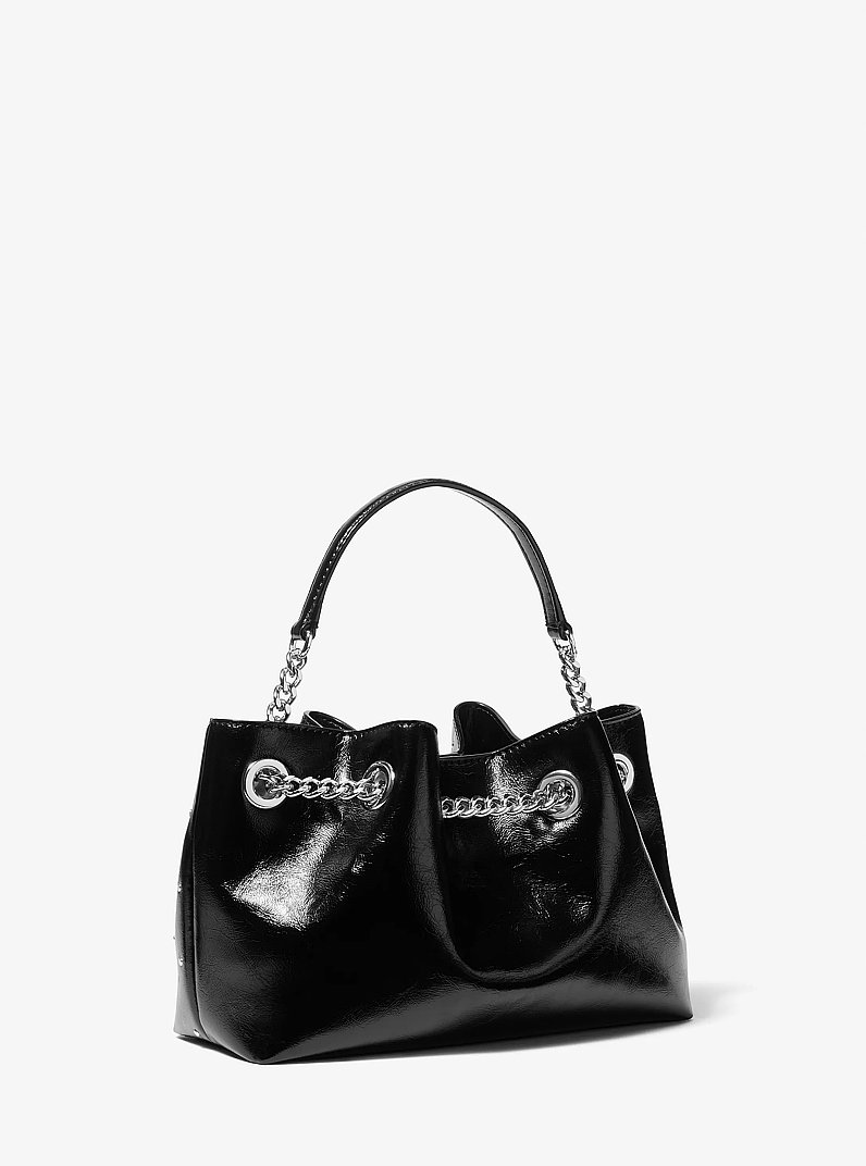 Mina Small Polyester Microsuede Crossbody Bag in BLACK | Michael Kors