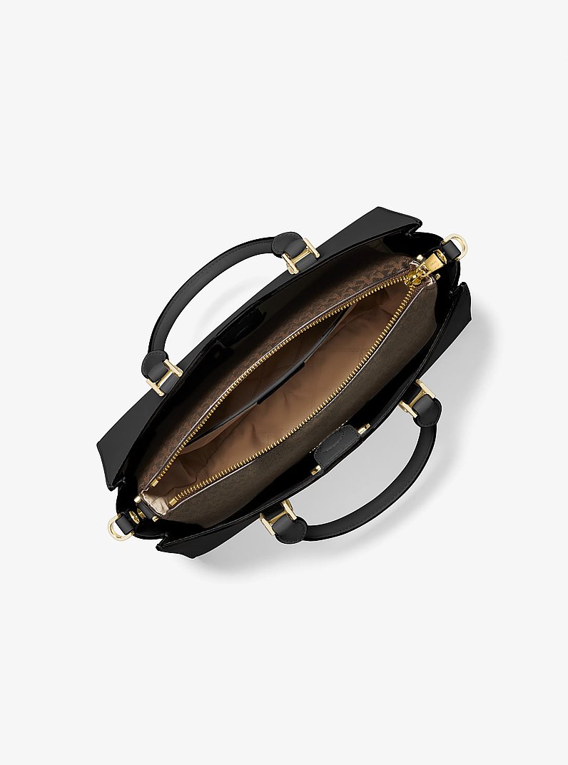 Bolso satchel Sally 2 en 1 mediano de cuero saffiano con logotipo in NEGRO | Michael Kors