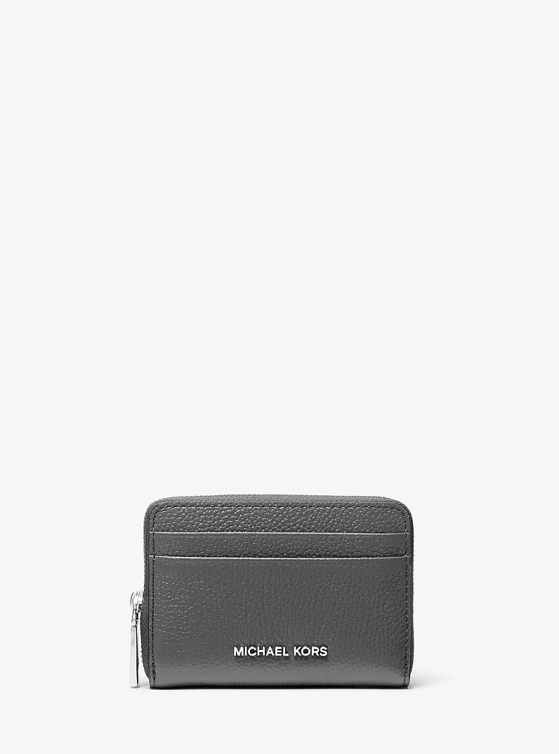 Jet Set Small Pebbled Leather Zip-Around Card Case in SLATE | Michael Kors