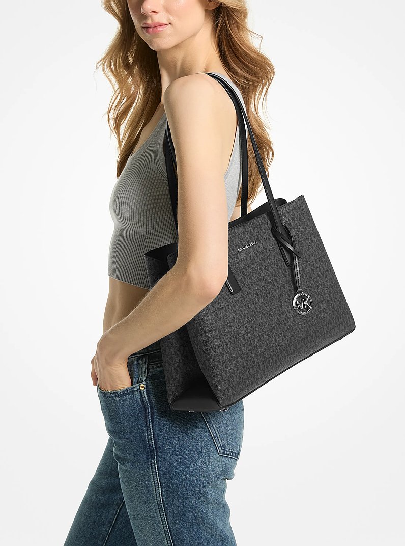 Ruthie Medium Signature Logo Tote Bag in BLACK | Michael Kors