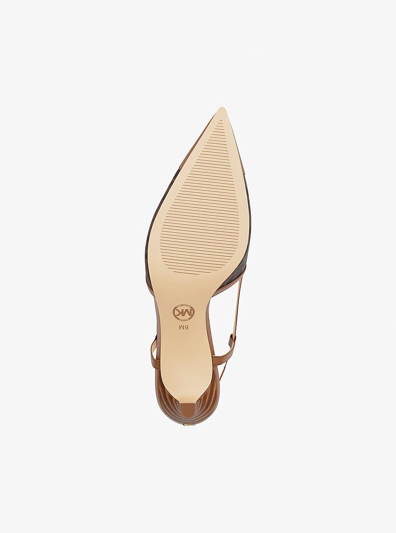 Alora Signature Logo Slingback Pump in BROWN | Michael Kors