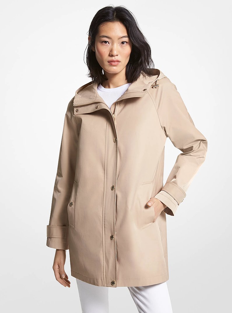 Imperm&eacute;able &agrave; capuchon en m&eacute;lange de coton in KAKI | Michael Kors