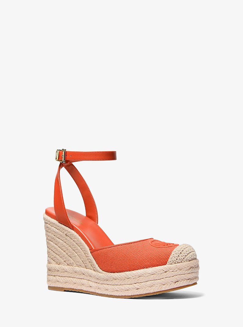 Larissa Cotton Canvas Espadrille Wedge in RED CLAY | Michael Kors