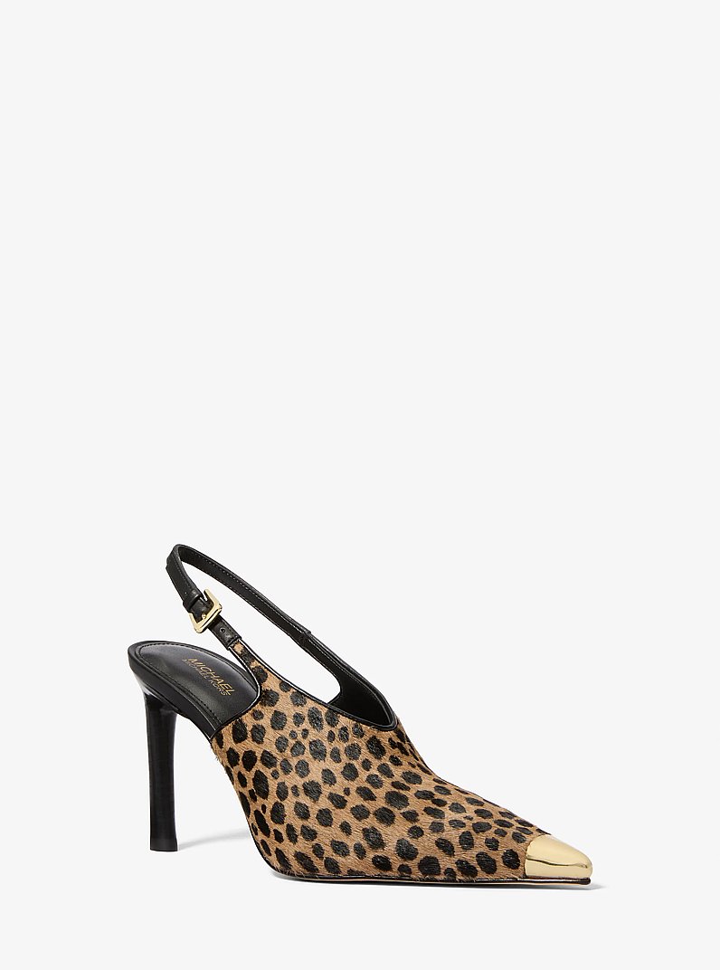 Kasia Cheetah Print Calf Hair Slingback Pump in HUSK MULTI | Michael Kors