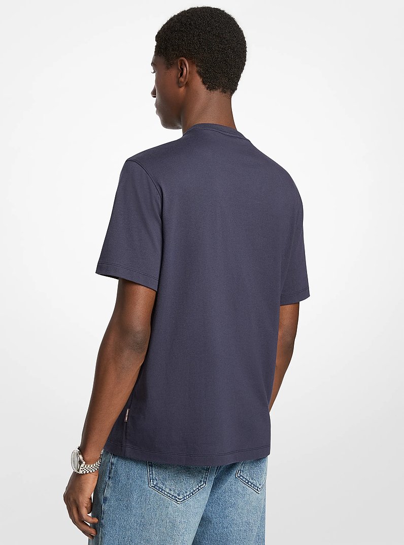 T-shirt in cotone con logo ricamato in NOTTE | Michael Kors