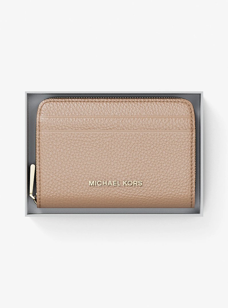 Kartenetui Jet Set Small aus gekrispeltem Leder mit Rundum-Rei&szlig;verschluss in KHAKI | Michael Kors