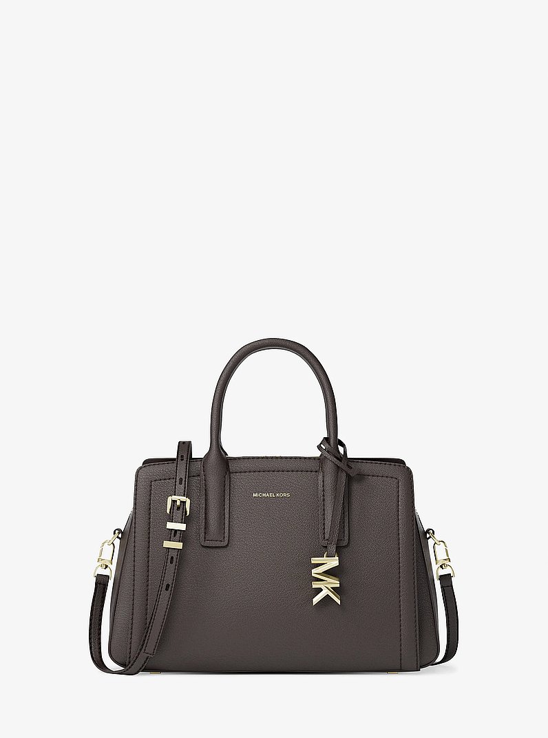 Laila Small Pebbled Leather Satchel in CHOCOLATE | Michael Kors