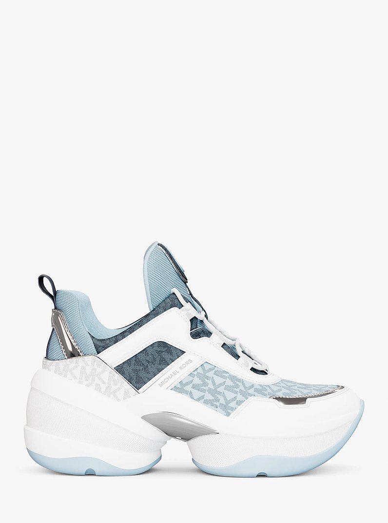 Olympia Mixed-Media Trainer in PALE BLUE MULTI | Michael Kors