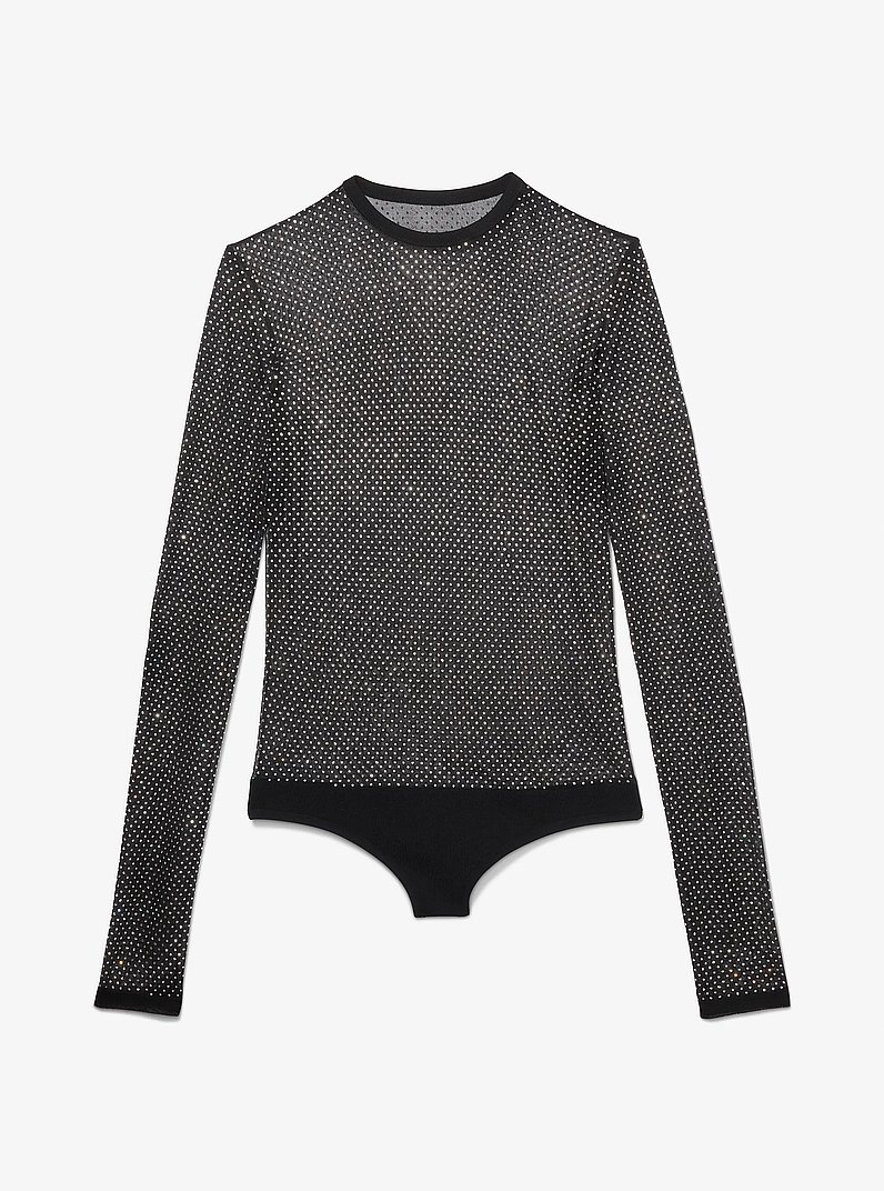 Body de viscosa con adornos de cristales in NEGRO | Michael Kors