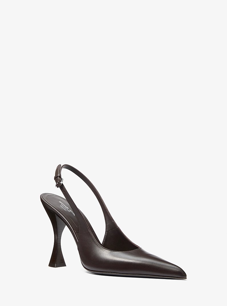Zapato de tac&oacute;n Isabella de cuero con tal&oacute;n descubierto in CHOCOLATE | Michael Kors