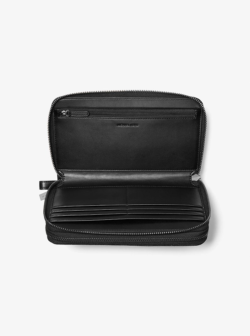 Cooper Pebbled Leather Wristlet in BLACK | Michael Kors
