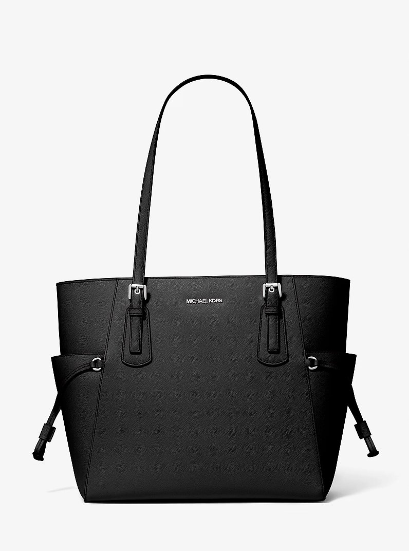 Bolso tote Voyager grande de cuero saffiano in NEGRO | Michael Kors