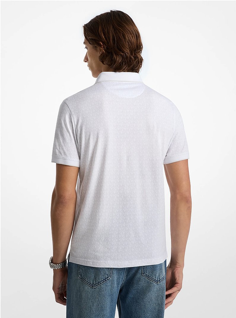 Polo Greenwich en coton &agrave; imprim&eacute; &agrave; logo Signature in BLANC | Michael Kors
