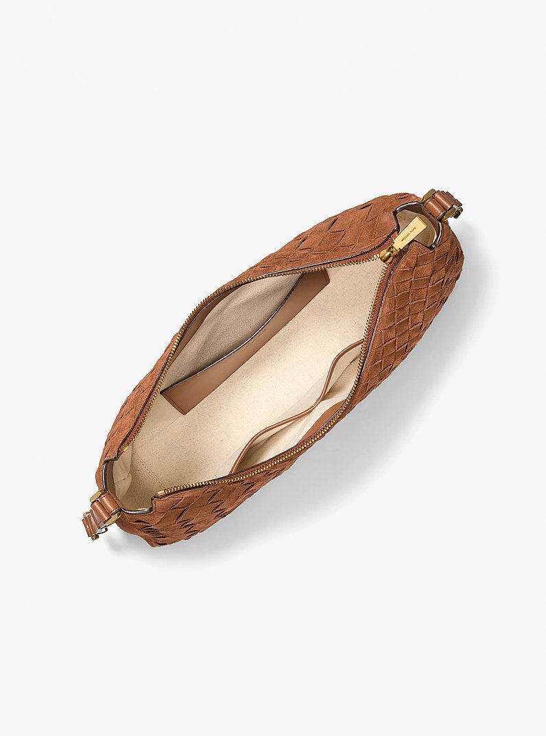 Sac &agrave; &eacute;paule Nolita en su&egrave;de tiss&eacute; &agrave; la main de taille moyenne in LUGGAGE | Michael Kors