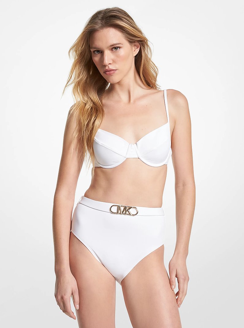 Stretch Nylon Underwire Bikini Top in WHITE | Michael Kors