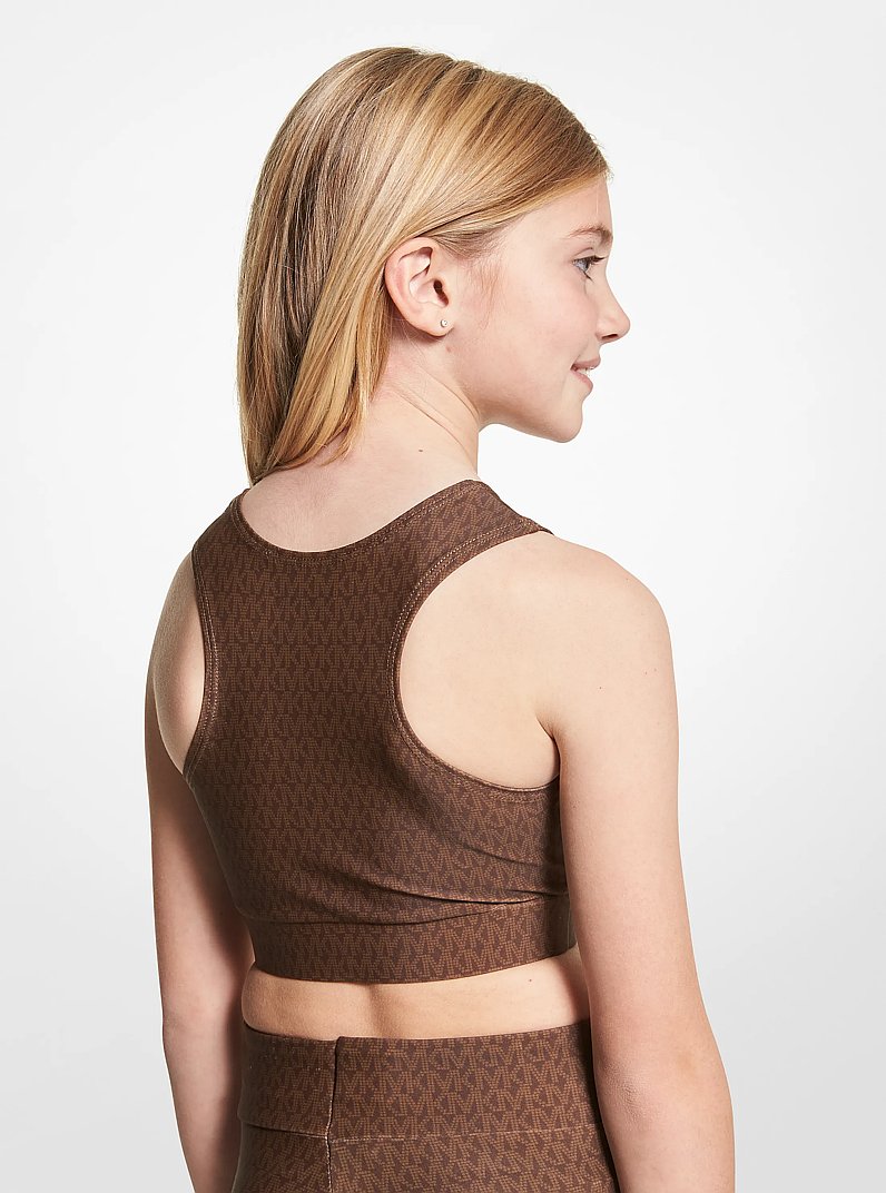 Logo Stretch Jersey Sports Top in CHOCOLATE | Michael Kors
