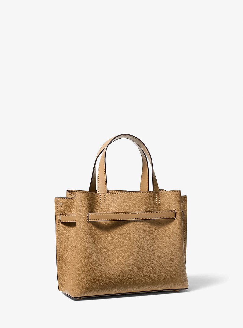 Emilia Small Pebbled Leather Satchel in BURNT KHAKI | Michael Kors