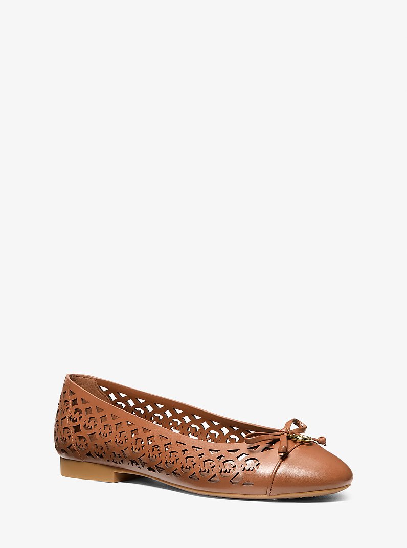 Ballerina Piper Flex aus Leder mit Logoperforationen in LUGGAGE | Michael Kors