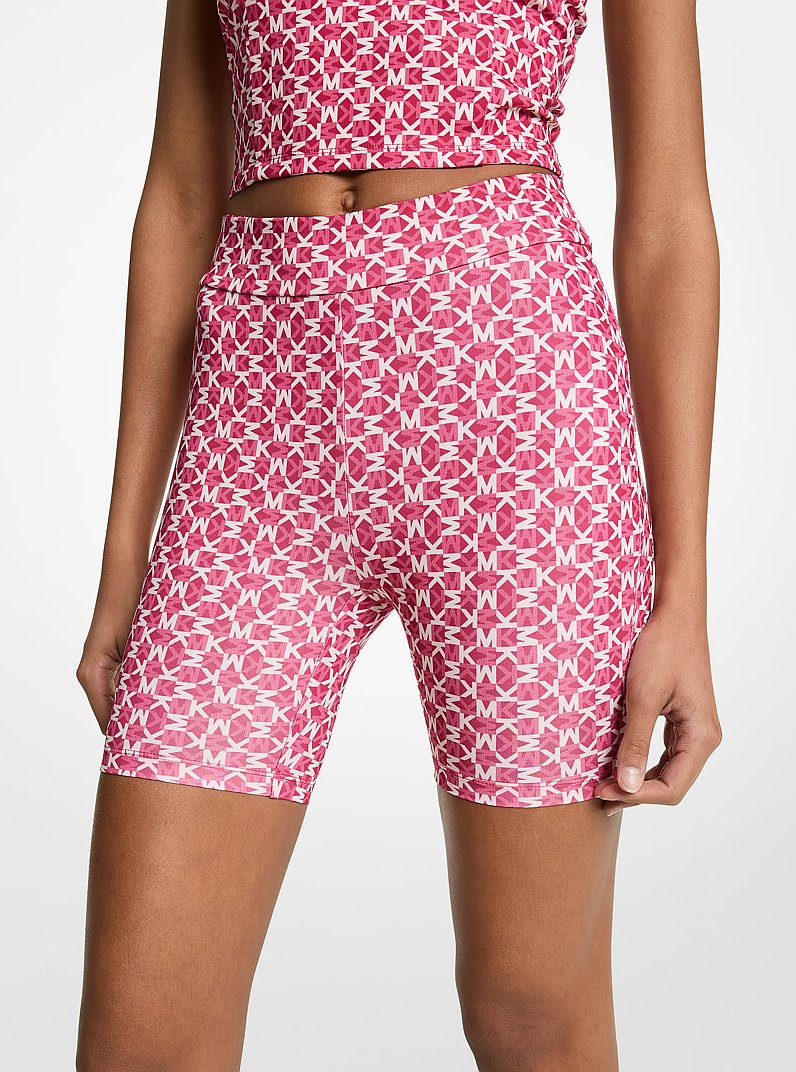 Short de cycliste en tricot extensible &agrave; imprim&eacute; &agrave; logo in FRAMBOISE FONC&Eacute;E | Michael Kors