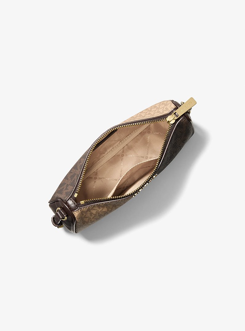 Pochette Jet Set media bicolore con logo in MARRONE MULTI | Michael Kors