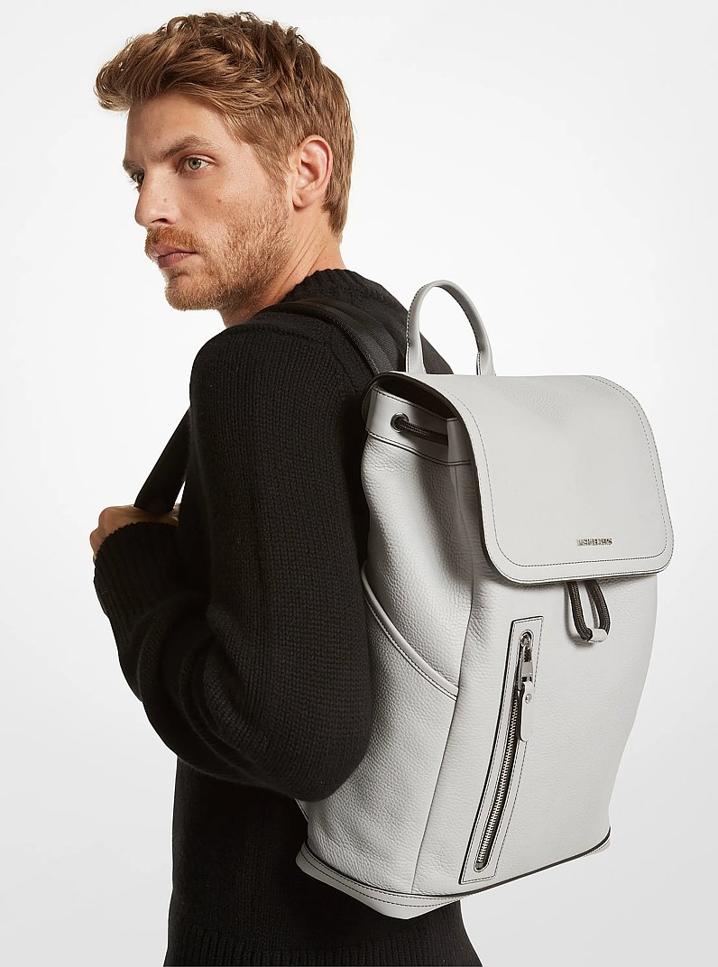 Hudson Pebbled Leather Utility Backpack in DOVE | Michael Kors