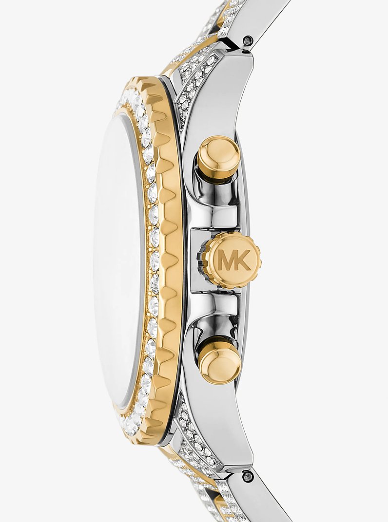 Oversized Everest Pav&eacute; Two-Tone Watch in TWO TONE | Michael Kors