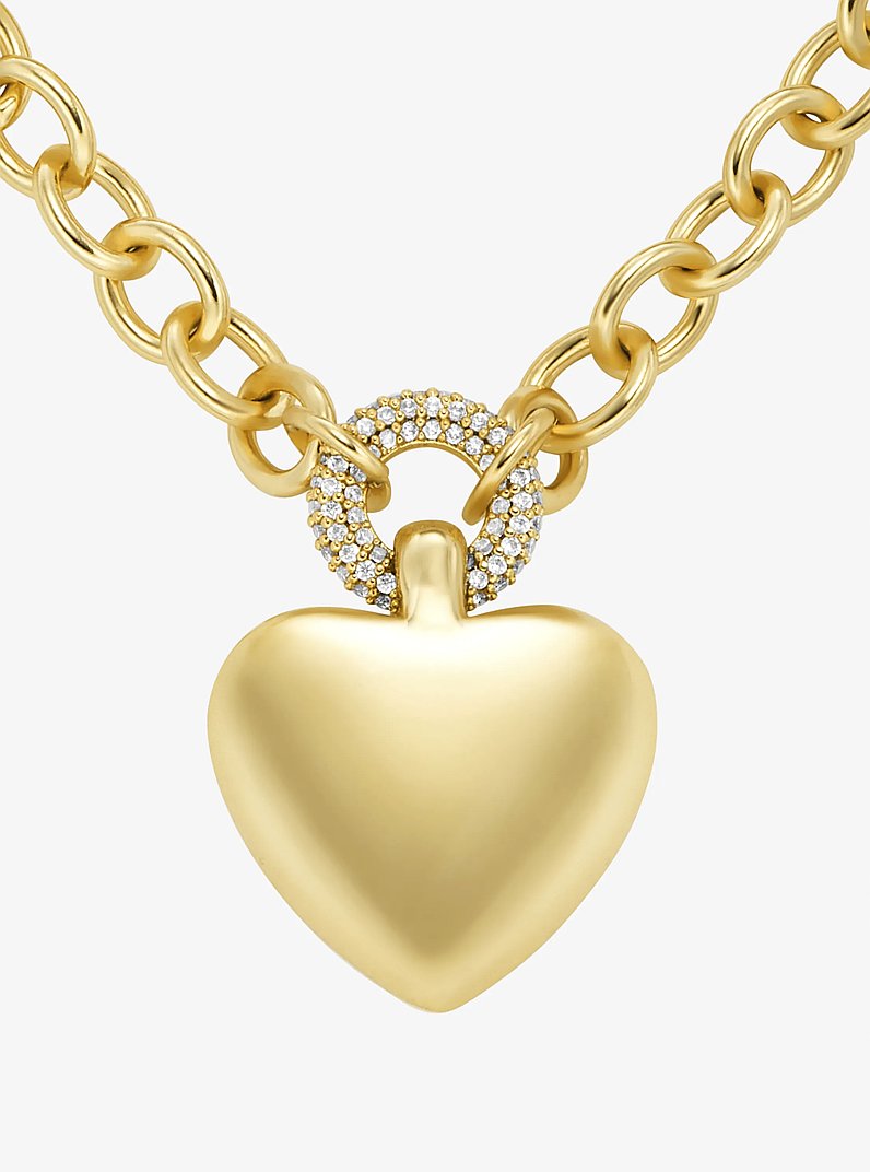 Pav&eacute; Puffy Heart Pendant Necklace in GOLD | Michael Kors
