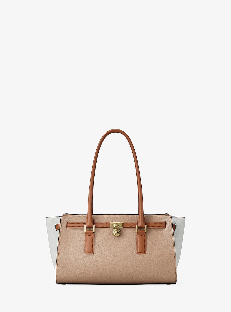 Hamilton Moderne Small Color-Blocked Leather Satchel in CAQUI MULTICOLOR | Michael Kors