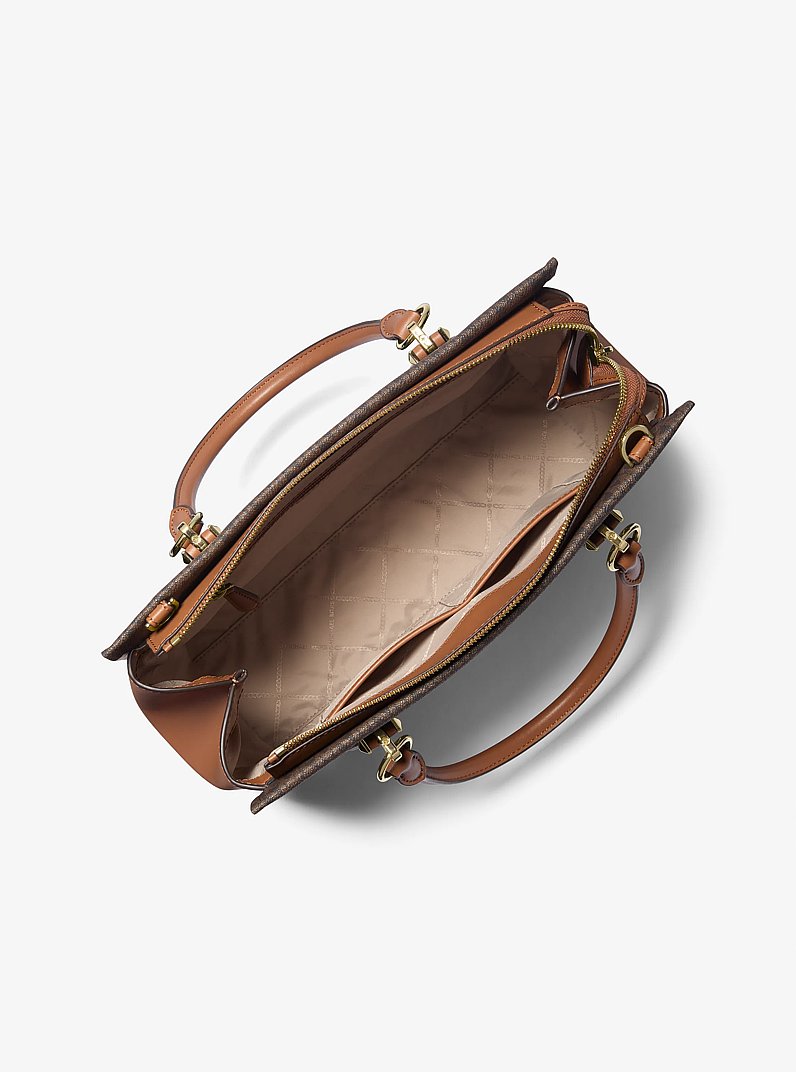 Bolso satchel Marilyn grande con logotipo in MARR&Oacute;N/BELLOTA | Michael Kors