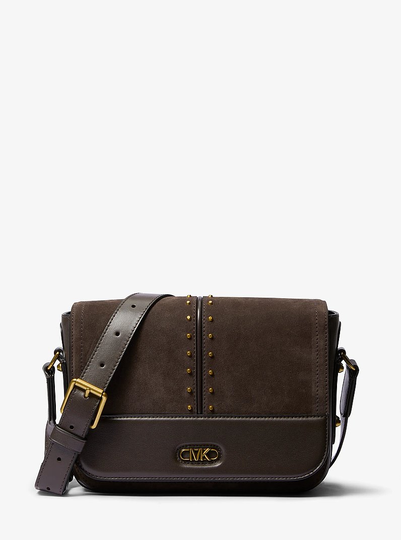 Bolso messenger Astor mediano de ante con tachuelas