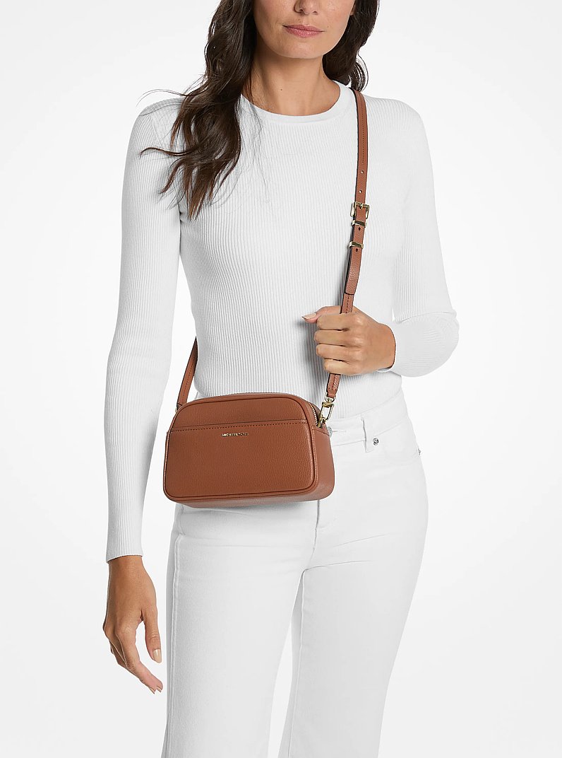 Jet Set Small Leather Camera Crossbody Bag in LUGGAGE | Michael Kors