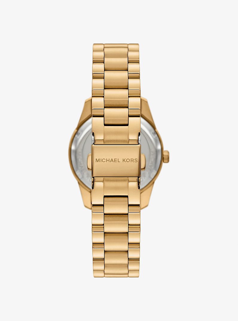 Mini Lexington Pav&eacute; Gold-Tone Watch in GOLD | Michael Kors