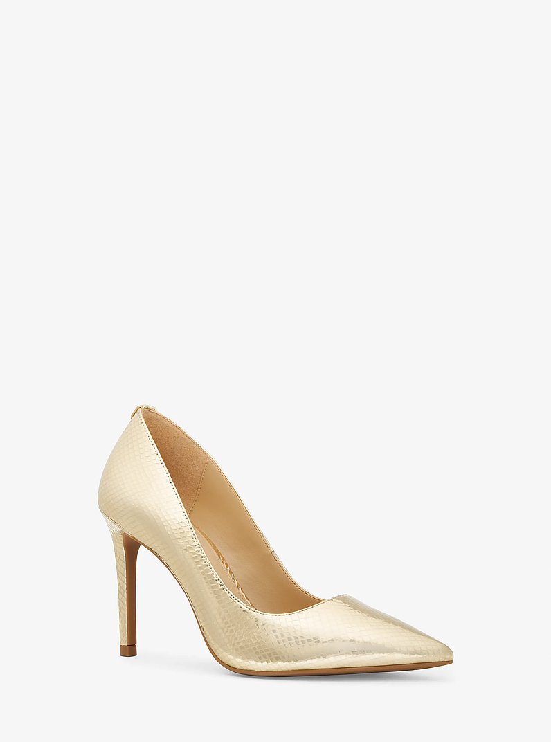Alina Flex Metallic Snake Embossed Leather Pump in PALE GOLD | Michael Kors