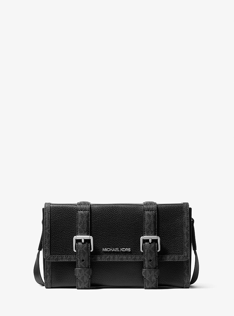 Sac &agrave; bandouli&egrave;re mallette Cooper en cuir grain&eacute; &agrave; logo Signature in NOIR | Michael Kors