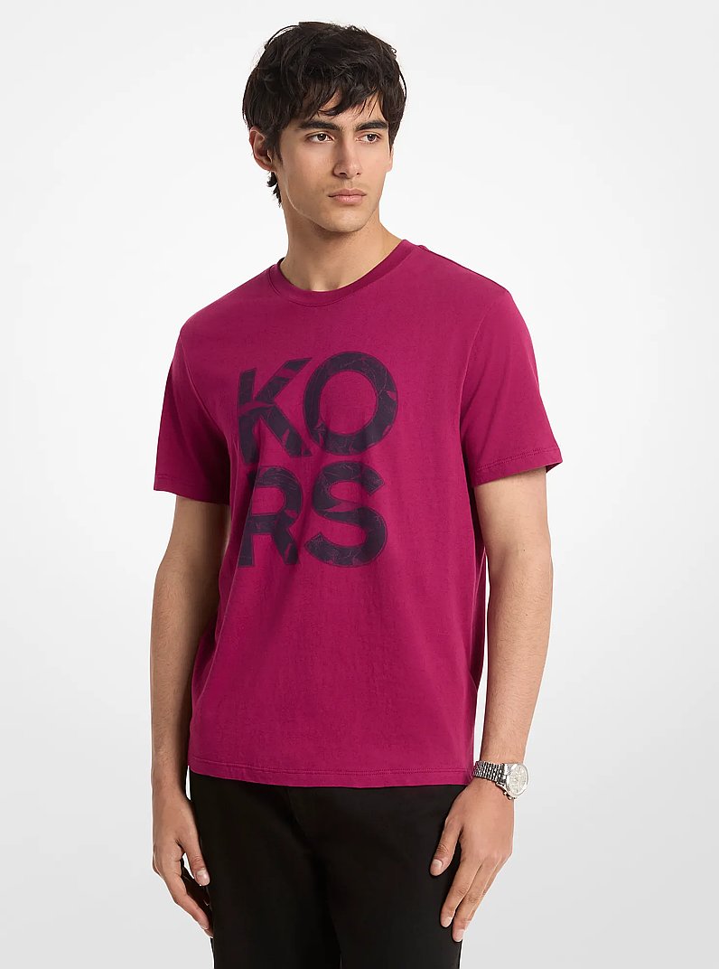 T-shirt en coton &agrave; imprim&eacute; floral et &agrave; logo in BAIE DE VIN | Michael Kors