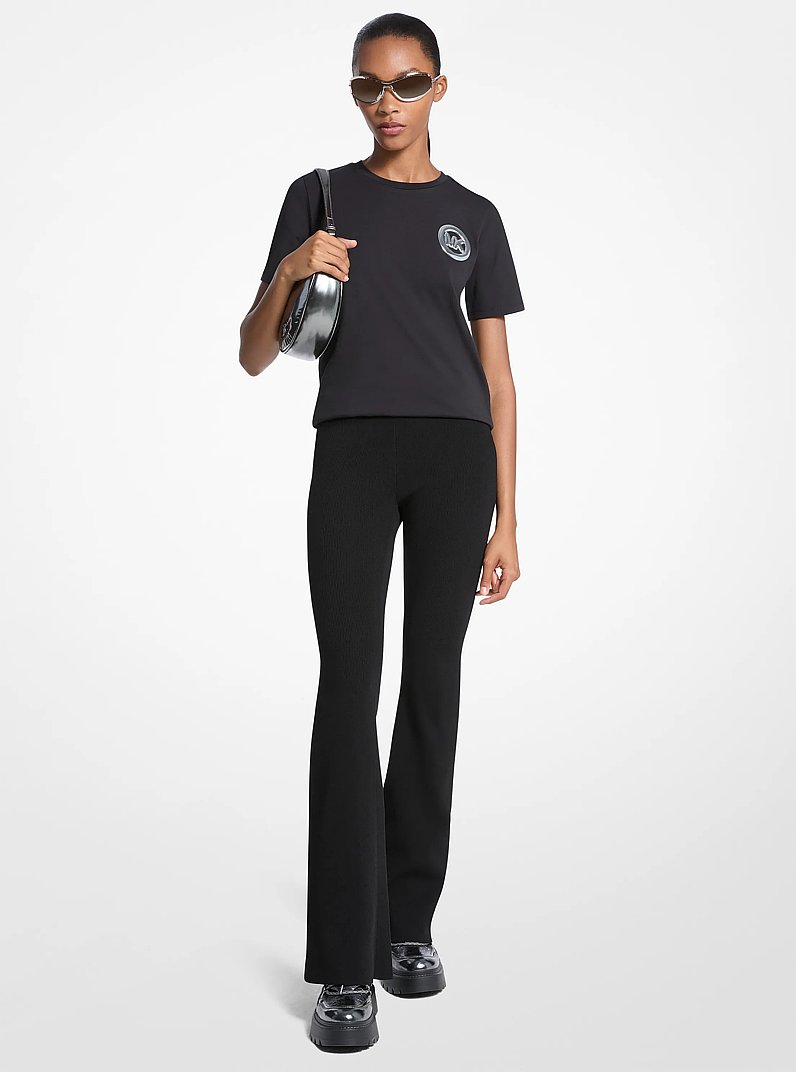 Logo Charm Cotton Jersey T-Shirt in BLACK | Michael Kors