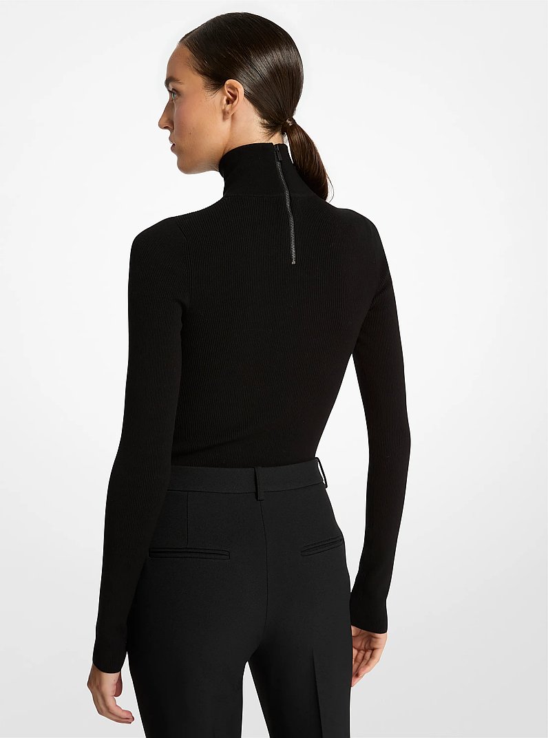 Body de cuello alto de viscosa el&aacute;stica in NEGRO | Michael Kors