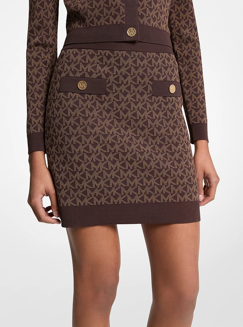 Logo Jacquard Knit Skirt in CHOCOLATE | Michael Kors