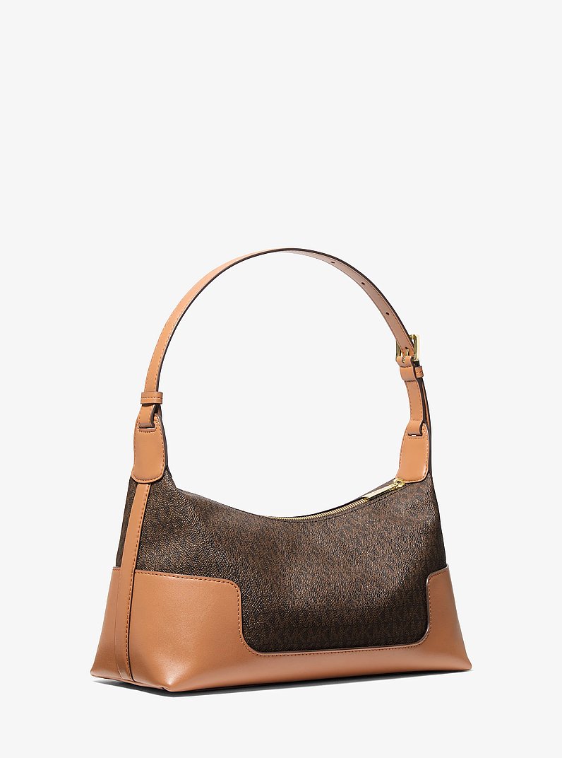 Teddi Medium Signature Logo Slouchy Shoulder Bag in BRN/ACORN | Michael Kors