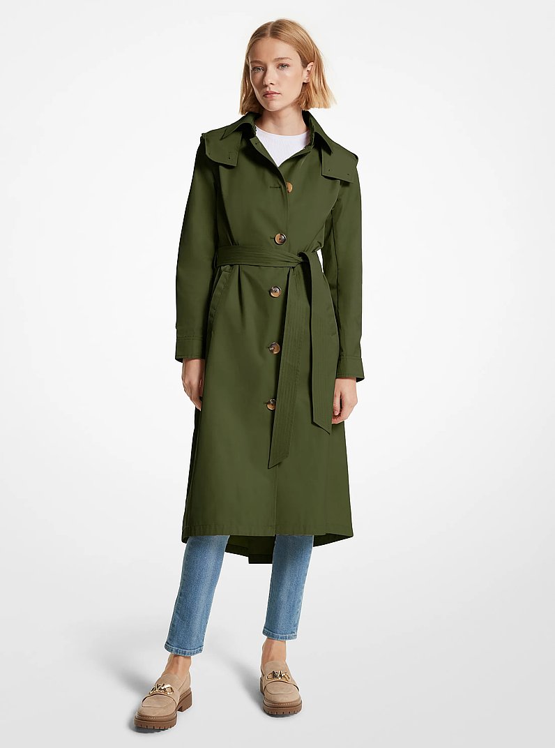 Trenchcoat aus Baumwollmischgewebe in JADE | Michael Kors