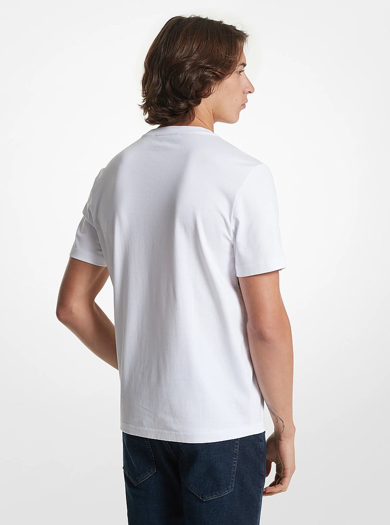 T-shirt a righe in cotone con stampa logo Empire