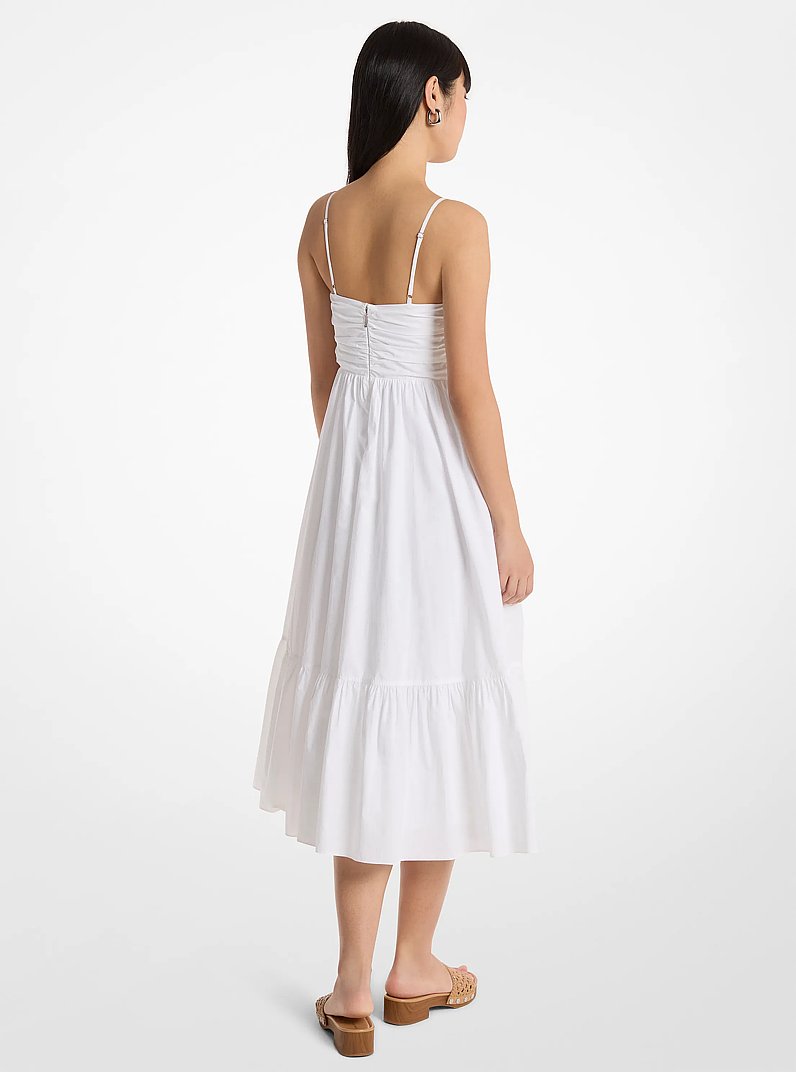 Cotton Poplin Midi Dress in WHITE | Michael Kors