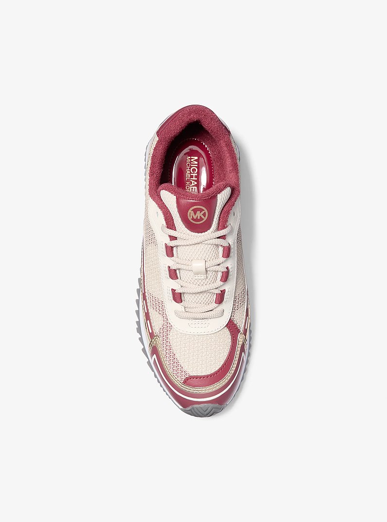 Byrdie Mixed-Media Trainer in DEEP RED MULTI | Michael Kors