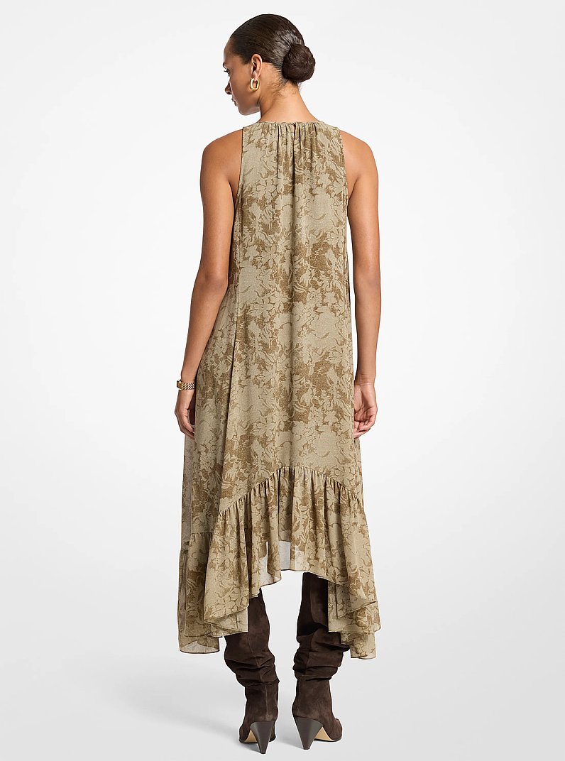 Floral Georgette High-Low Dress in DUFFLE | Michael Kors